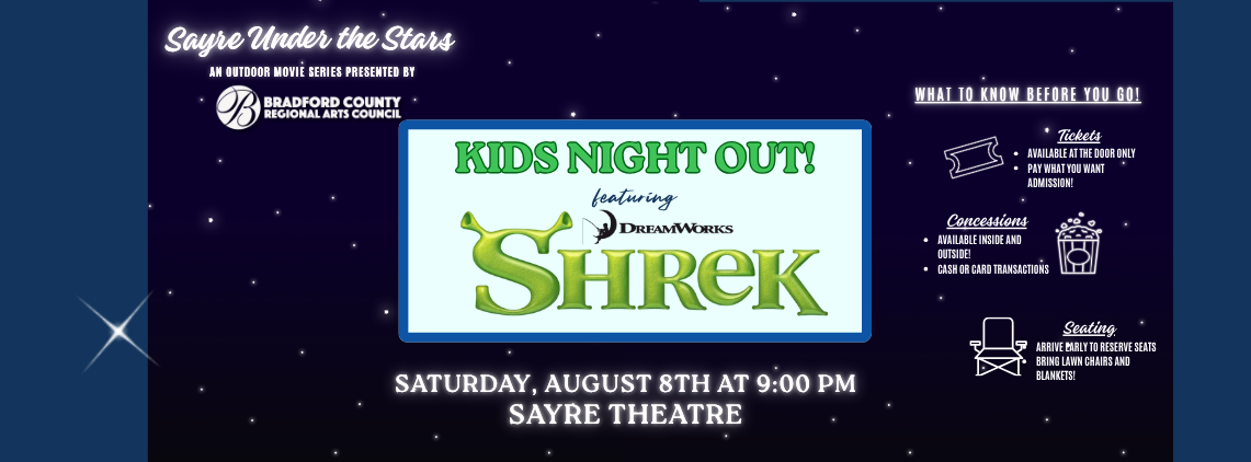 Sayre Under the Stars Sayre Under the Stars An Outdoor Movie Series! (1141 x 422 px) Sayre Under the Stars